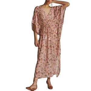 hutch mikki wrap maxi dress Hutch Mikki Leaf Print Satin Maxi Wrap Dress - Copper Leaves